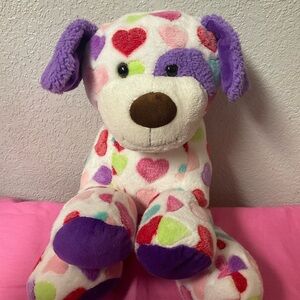 Restored Animal Adventure Plush White & Purple Dog with Multicolored Hearts